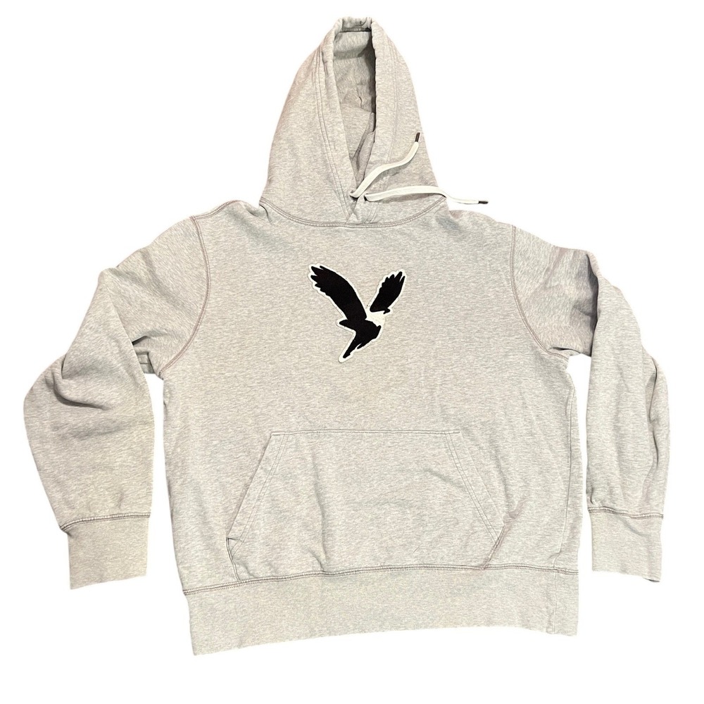 American Eagle Outfitters Mens Gray Hoodie Bird Logo Fleece Pullover Size S